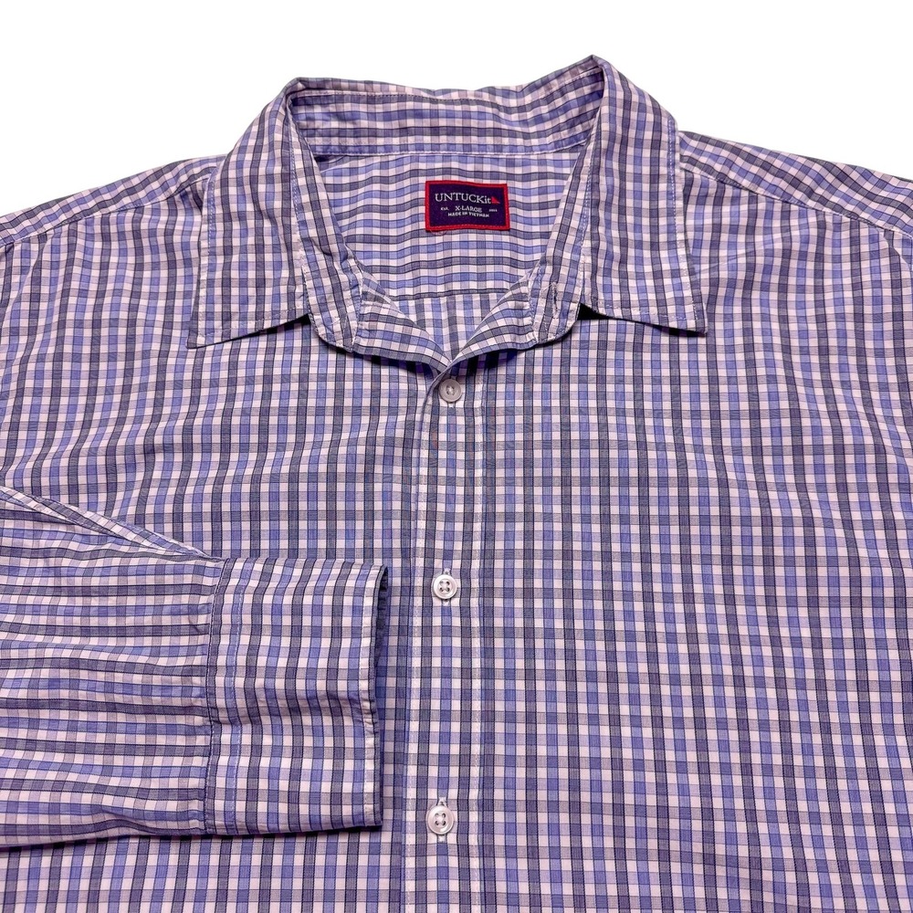 UNTUCKit Shirt Mens XL Blue Check Plaid Long Sleeve Button Up Casual Work